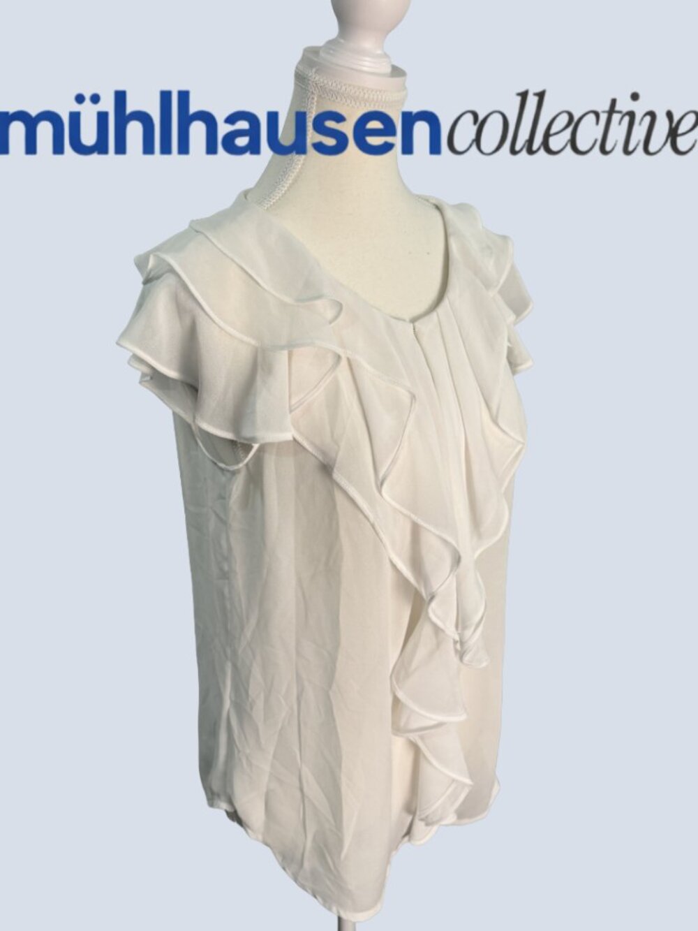 H&M Cream Ruffle Front Blouse - Picture 2 of 4